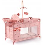 Patut multifunctional 2in1 de calatorie pentru papusi Bayer Pink,scaun de masa incorporat cu masuta,carusel cu jucarii,masuta de infasat,plapumioara si pernuta incluse,pentru papusi de pana la 46cm