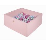 Piscina patrata cu bile MeowBaby roz deschis 400 bile incluse