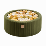 Piscina uscata MeowBaby cu 200 de bile 7cm Aesthetic, 90x30 cm, premium velur reiat   corduroy khaki