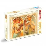 Puzzle 1000 piese Alphonse Mucha Fructe si flori DToys
