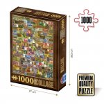 Puzzle 1000 piese DToys Paper money Vintage collage