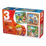 Set 3 Puzzle-uri Deico cu Scufita Rosie Pinocchio si Alba ca Zapada 6, 9 si 16 piese