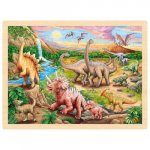 Puzzle din lemn Goki Dinozauri 96 piese