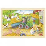 Puzzle din lemn pentru copii Goki Ferma animalelor 24 piese