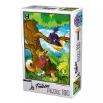 Puzzle pentru copii 100 piese DToys La Fontaine vulpea si corbul