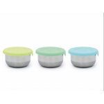 Set 3 recipiente mini Melii bleu mint lime din inox cu capac silicon