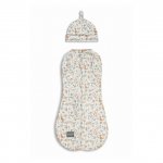 Saculet swaddle pentru infasat + caciulita Second Step Forest Ivory Sleepee