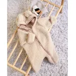 Salopeta pentru bebelusi BabyLy bej din lana merinos cu fermoar 6-18 luni