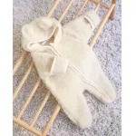 Salopeta pentru bebelusi BabyLy crem din lana merinos cu fermoar 6-18 luni