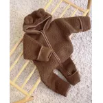 Salopeta pentru bebelusi BabyLy maro din lana merinos cu fermoar 6-18 luni