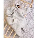 Salopeta pentru bebelusi BabyLy gri din lana merinos cu fermoar 0-6 luni