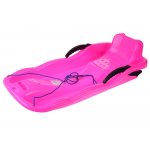 Sanie din plastic pentru copii pink, din plastic, cu frana dublu-laterala si sfoara pentru tractiune si ghidare