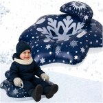 Sanie gonflabila pentru copii Snow Flake, cu perna, manere de sustinere, realizata din PVC, dimensiune 95 x 103 x 26 cm