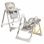 Scaun de masa pliabil pentru bebelusi Little Mom, multifunctional, cu roti, functie balansoar, cu spatar reglabil in 4 unghiuri distincte, inaltime ajustabila si centura de siguranta 5 puncte, varsta 6-36 luni, Grey