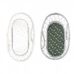 Set 2 cearsafuri cu elastic pentru landou/cosulet bebe Bumbac Green Forest/Gri Sleepee