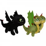 Set 2 jucarii din plus Toothless negru 25 cm si Zippleback 20 cm