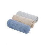 Set de 3 museline bumbac organic gri/petrol/sand Sleepee
