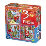 Set 3 puzzle-uri de craciun cu 6, 9, 16 piese DToys