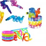 Set 6 tuburi senzoriale Doris Pop cu lumini LED, dimensiune extindere pana la 67 cm