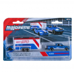 Set Majorette transporter remorca de curse deluxe Ford f 150 Raptor si masinuta Ford Mustang gt