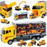Set camion de remorcare pentru copii, dimensiune  35 x 9.5 x 15.5 cm, cu 6 vehicule de constructii incluse