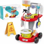 Set complet pentru curatenie Matadi Little Helper Red cu carucior, aspirator de mana functional si 13 accesorii pentru menaj