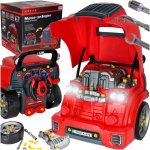 Set de mecanica tip Camion cu motor dezasamblabil pentru copii, include unelte si piese, cu funcii interactive sunete si lumini realiste, dimensiune 35.5 x 33 x 31 cm