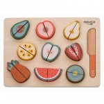 Set fructe feliate Free2Play Cu inchidere velcro, din lemn, 20 piese, multicolor