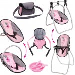 Scaun de masa 4in1 transformabil Bayer Vario Rosa pentru papusi pana la 46 cm,include marsupiu reglabil,gentuta de umar,accesorii hranire asortate