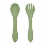 Set tacamuri din silicon Petite&Mars Sweet Pea Verde Take&Match, forma ergonomica, fara BPA, 6 luni+