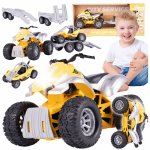 Set de vehicule pentru copii Malplay, quad, remorca si masina off-road cu efecte sonore si luminoase, scara 1:16