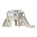 Spatiu de joaca pentru copii Nichiduta Garden grey/white de interior/exterior, tobogan cu rampa de alunecare lina, balustrade de sustinere, cu scari, robust si stabil, dimensiune 134 x 152 x 94 cm