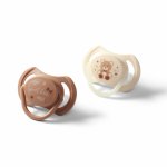 Set 2 suzete simetrice Babyono din silicon 0-6 luni cu maner fluorescent