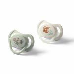 Set 2 suzete simetrice Babyono din silicon 6-18 luni cu maner fluorescent