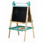 Tablita magnetica din lemn Free2Play Multicolor 2 in 1 cu litere si cifre , conform cu standardul european de securitate EN71/123