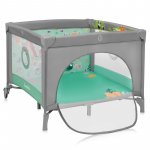 Tarc de joaca Lionelo Mille Plus Verde, pliabil, include saltea, 4 jucarii cu velcro, manere textile 100x100x77 cm