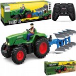 Tractor agricol cu plug pivotant pentru arat Matadi Verde Scara 1:24,roti din cauciuc,faruri cu lumini,figurina inclusa,acumulator incorporat