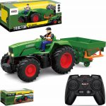 Tractor agricol electric cu telecomanda Matadi cu figurina fermier inclusa,faruri cu lumini,roti din cauciuc,remorca pentru seminte