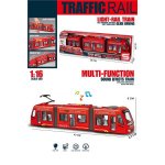 Tramvai rosu cu frictiune, deschidere usi, lumini si sunete