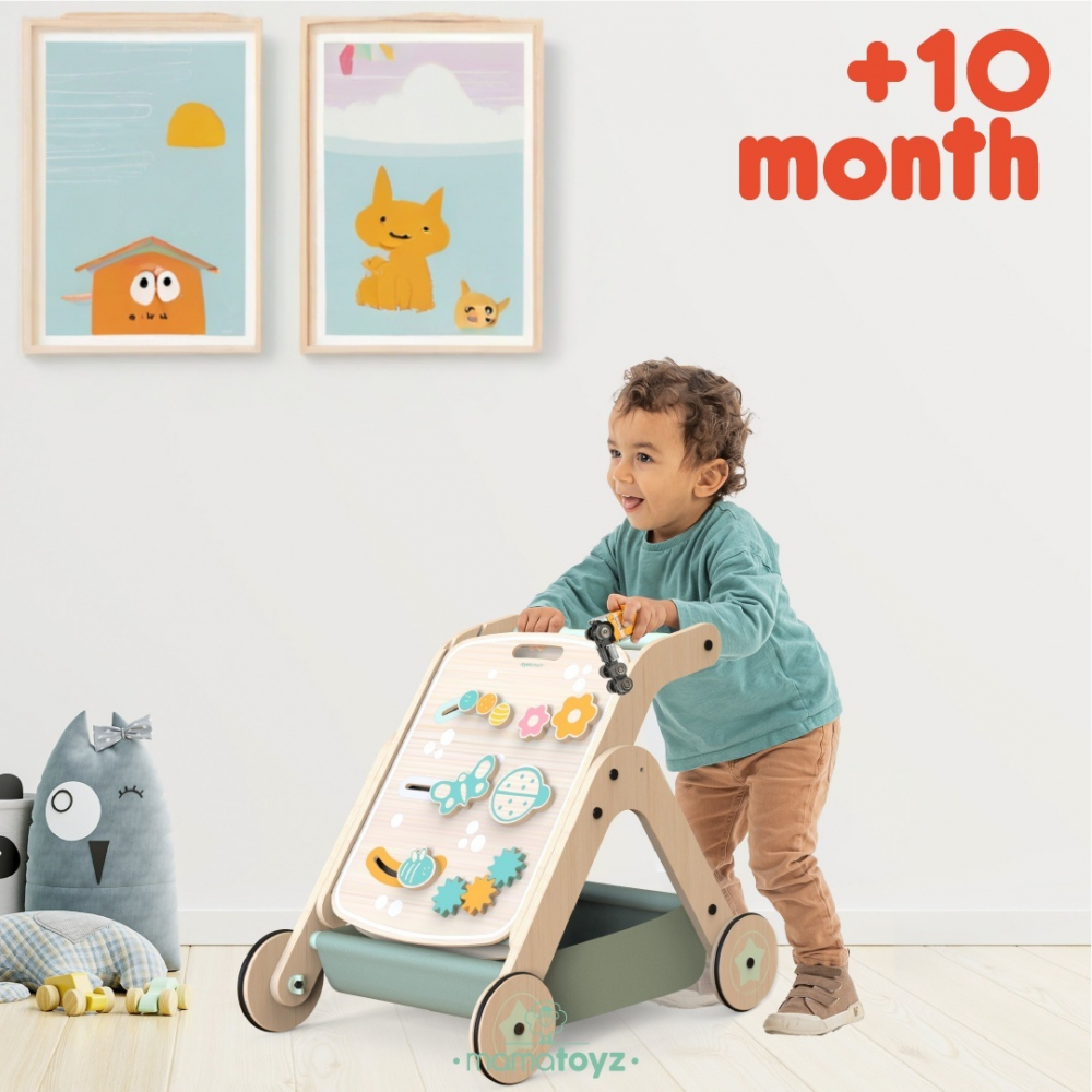 Antepremergator MamaToyz model City cu masuta de activitati din lemn 5 in 1 - 1