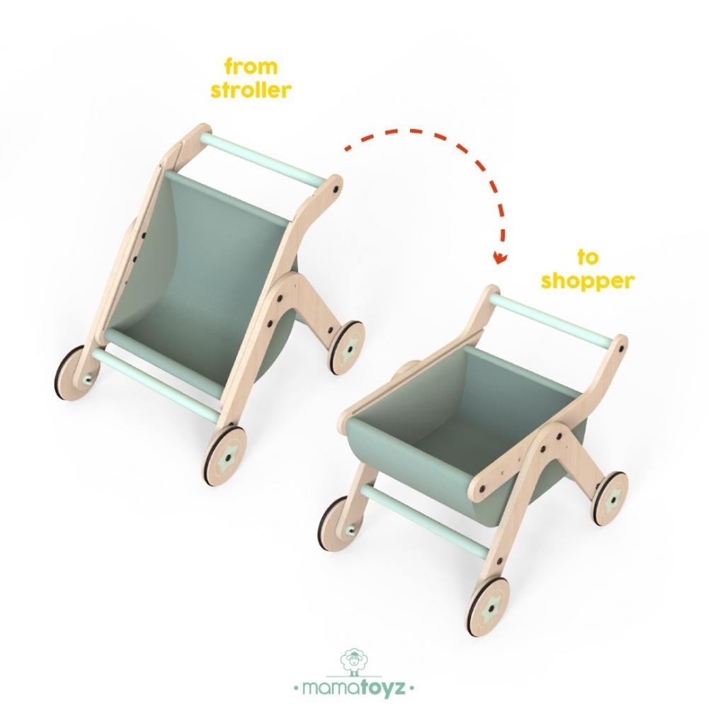 Antepremergator MamaToyz model City cu masuta de activitati din lemn 5 in 1 - 2