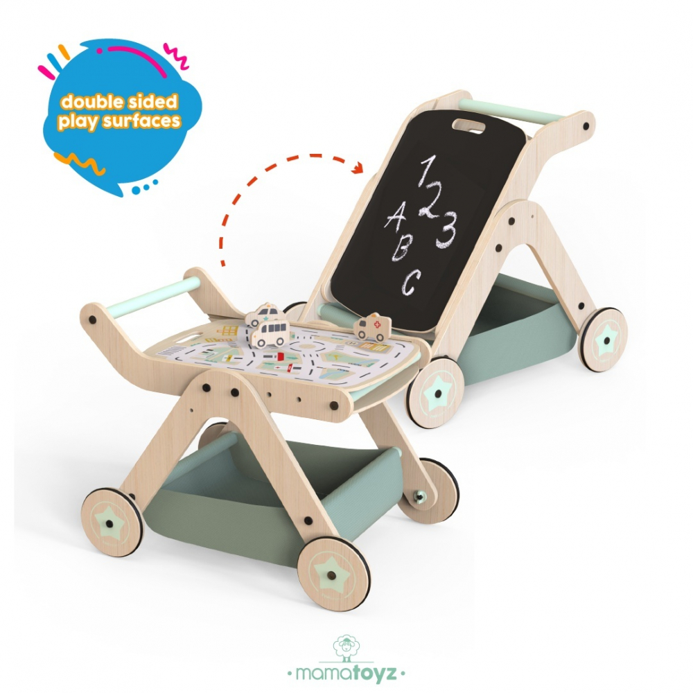 Antepremergator MamaToyz model City cu masuta de activitati din lemn 5 in 1 - 4