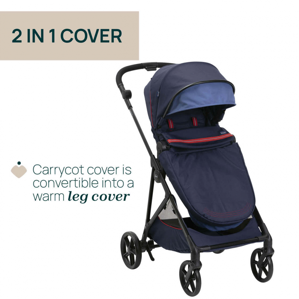 Carucior pentru copii 3 in 1 Chicco Seety cu scaun auto Kory Plus I-Size OxFord Blue 0 luni+ - 1