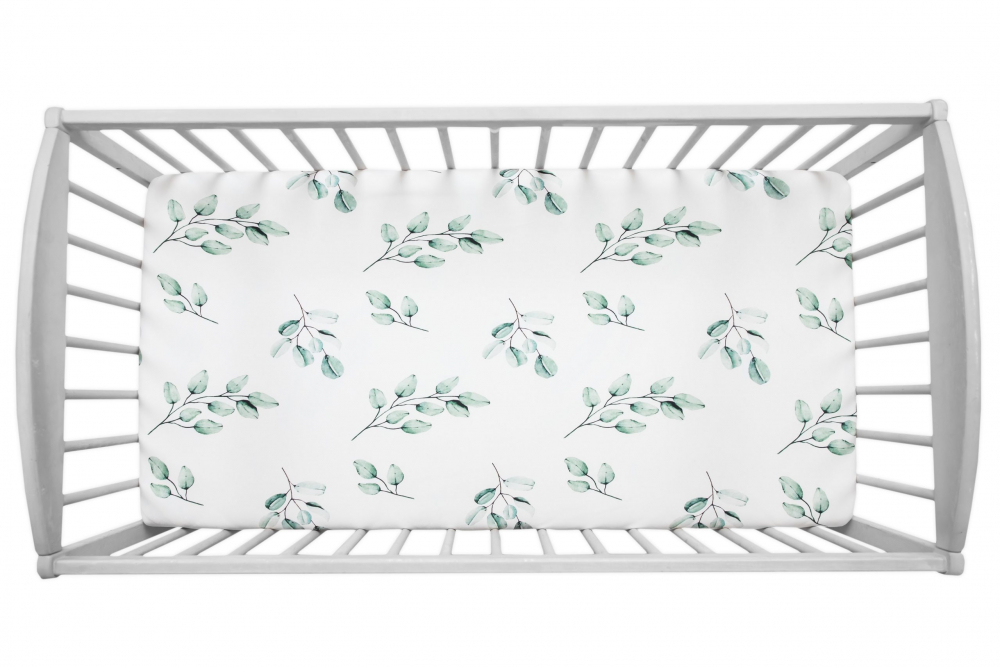 Cearsaf din bumbac cu elastic pentru patut 140 x 70 Eucalipt Sleepee - 1