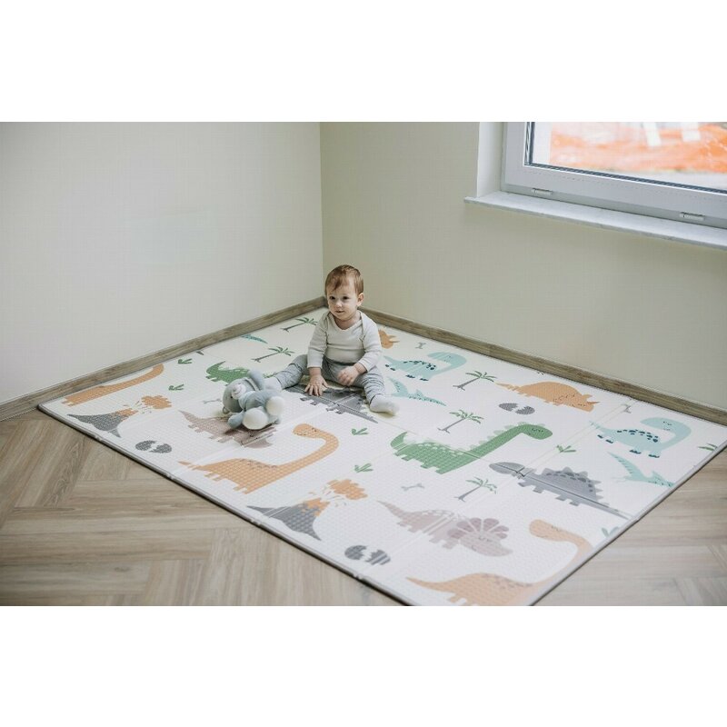 Covoras de joaca FreeON Magic Dino multicolor cu doua fete, pliabil 200x150 cm - 1