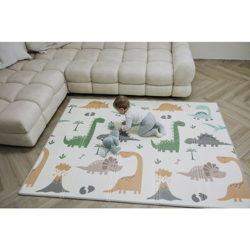 Covoras de joaca FreeON Magic Dino multicolor cu doua fete, pliabil 200x150 cm - 2