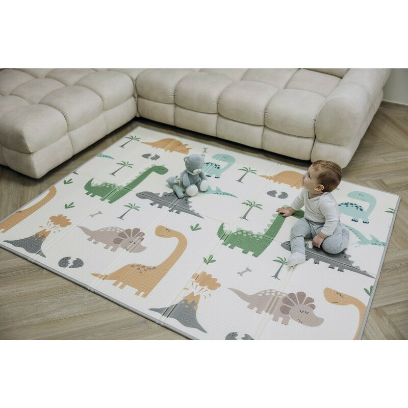 Covoras de joaca FreeON Magic Dino multicolor cu doua fete, pliabil 200x150 cm - 3