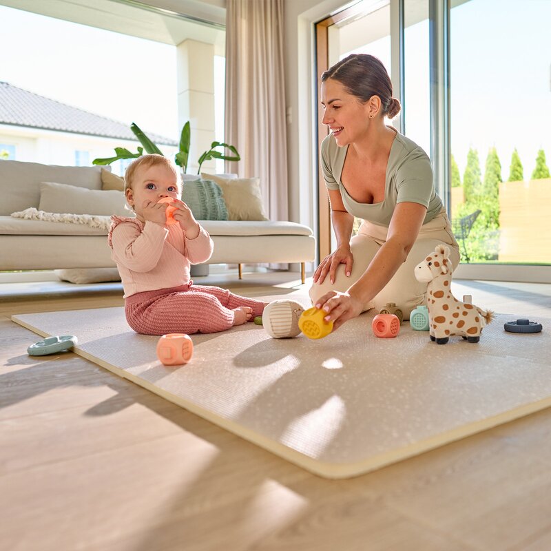 Covoras educativ tip puzzle Lionelo Yoka Bej din spuma 173x116 cm - 3
