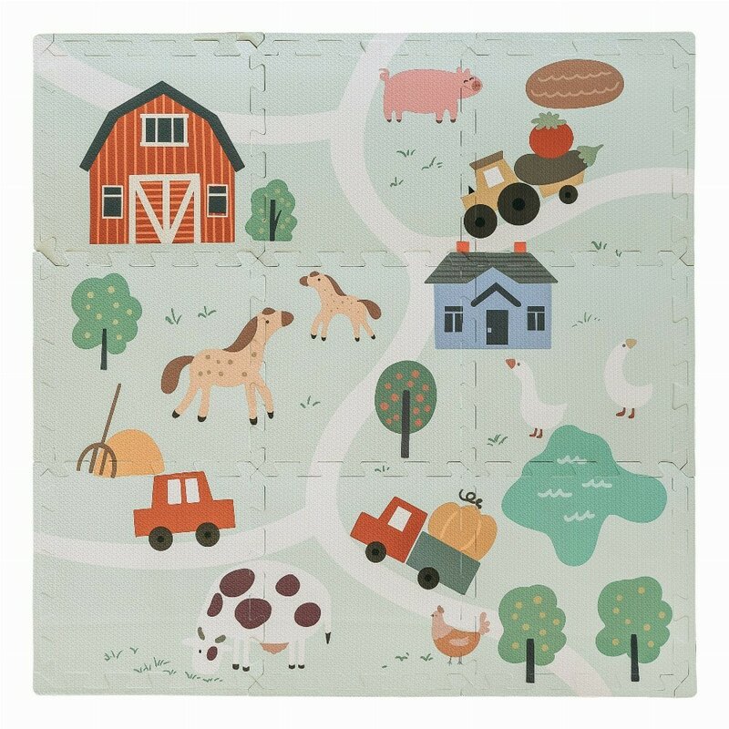 Covoras puzzle pentru copii Free2Play Farm din spuma 91x91 cm