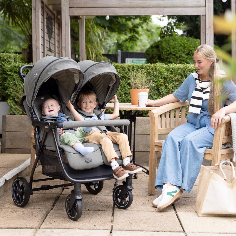 Carucior pentru gemeni Joie Estrella Ebony cu suspensii, spatar reglabil, suport picioare ajustabil - 3